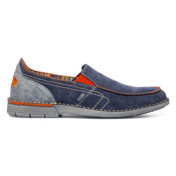 Slip-on blu da uomo in pelle con inserti arancioni P Essentials, Brand, SKU m113000118, Immagine 0